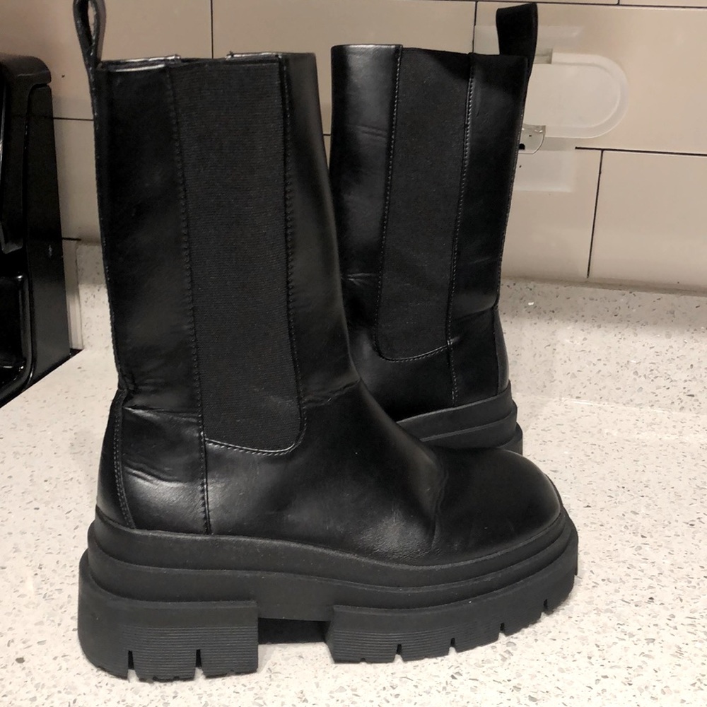 Zara low heel lug sole ankle boots